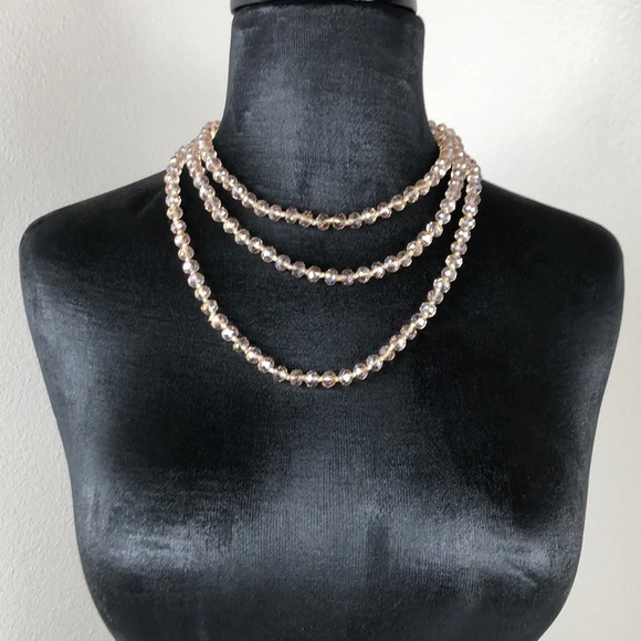 2/$30 Glass Faceted Necklace Aurora Borealis Smoky Sparkle Longline - Picture 16 of 17